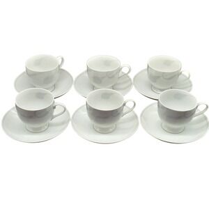 Mikasa Classic Flair Gray LDB03 Fine China Tea Cup and Saucer Set of 6 Japan